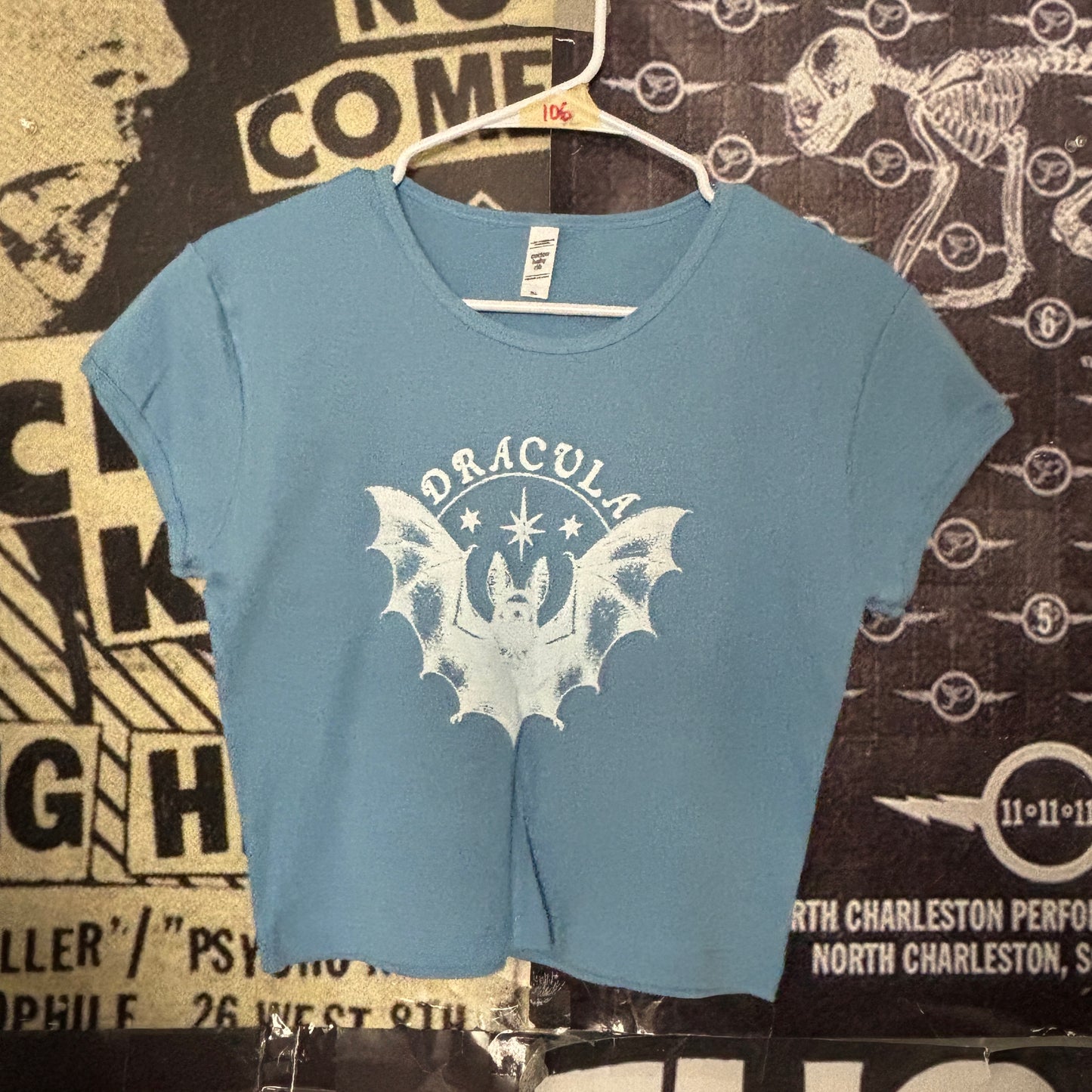 DRACULA LIGHT BLUE CROP BABY TEE XLARGE