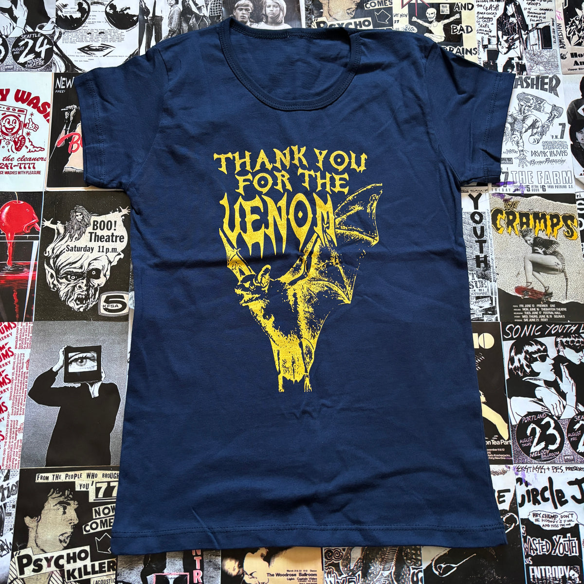 VENOM navy/yellow babydoll tee SM/MED