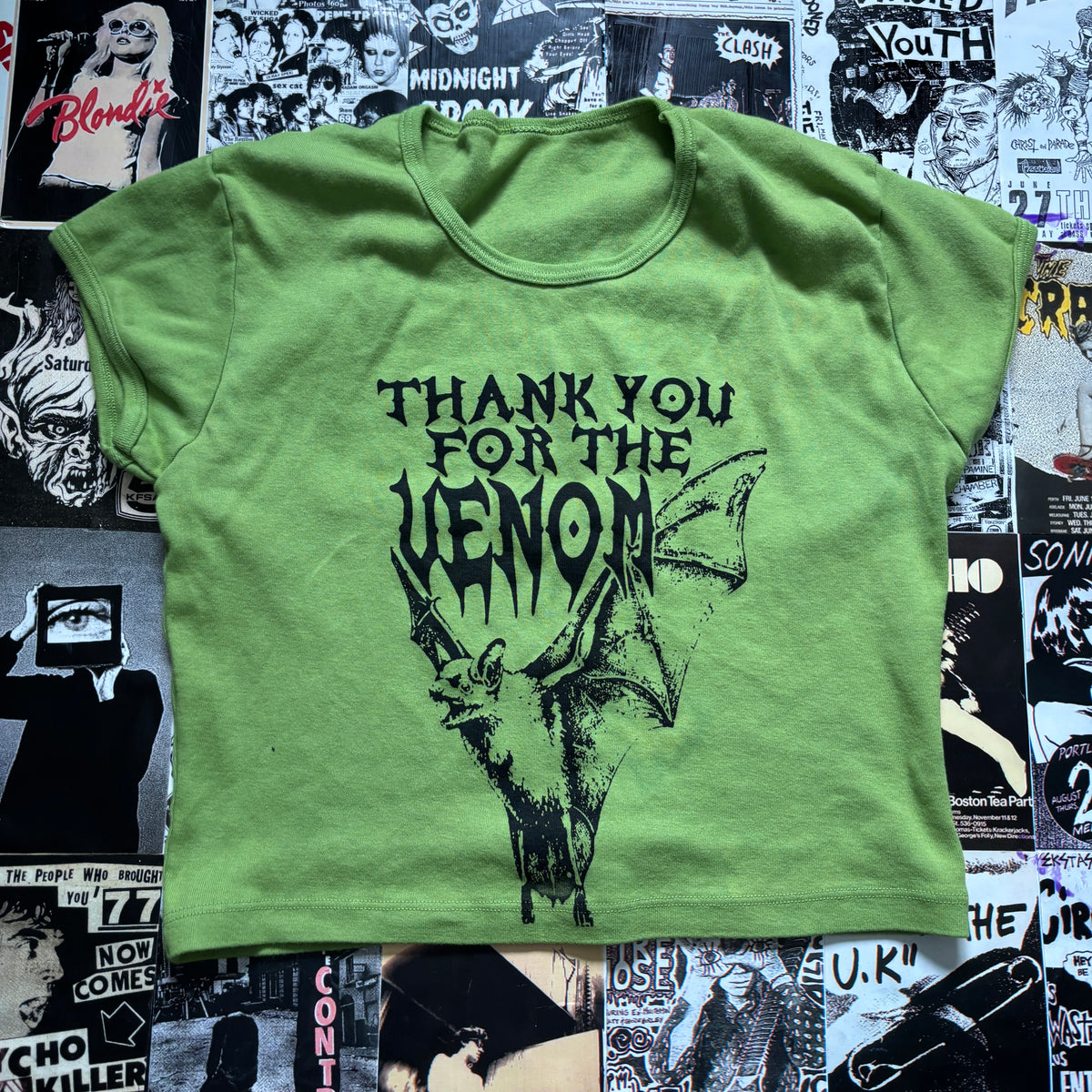 VENOM green/black crop baby tee SM/MED