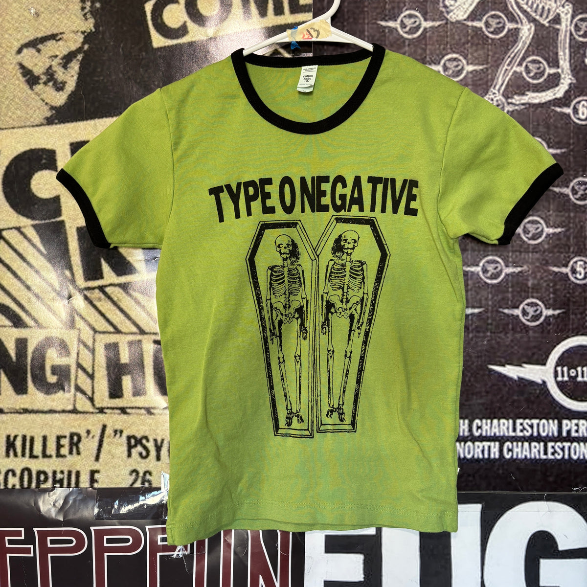 TYPE green/black ringer long baby tee