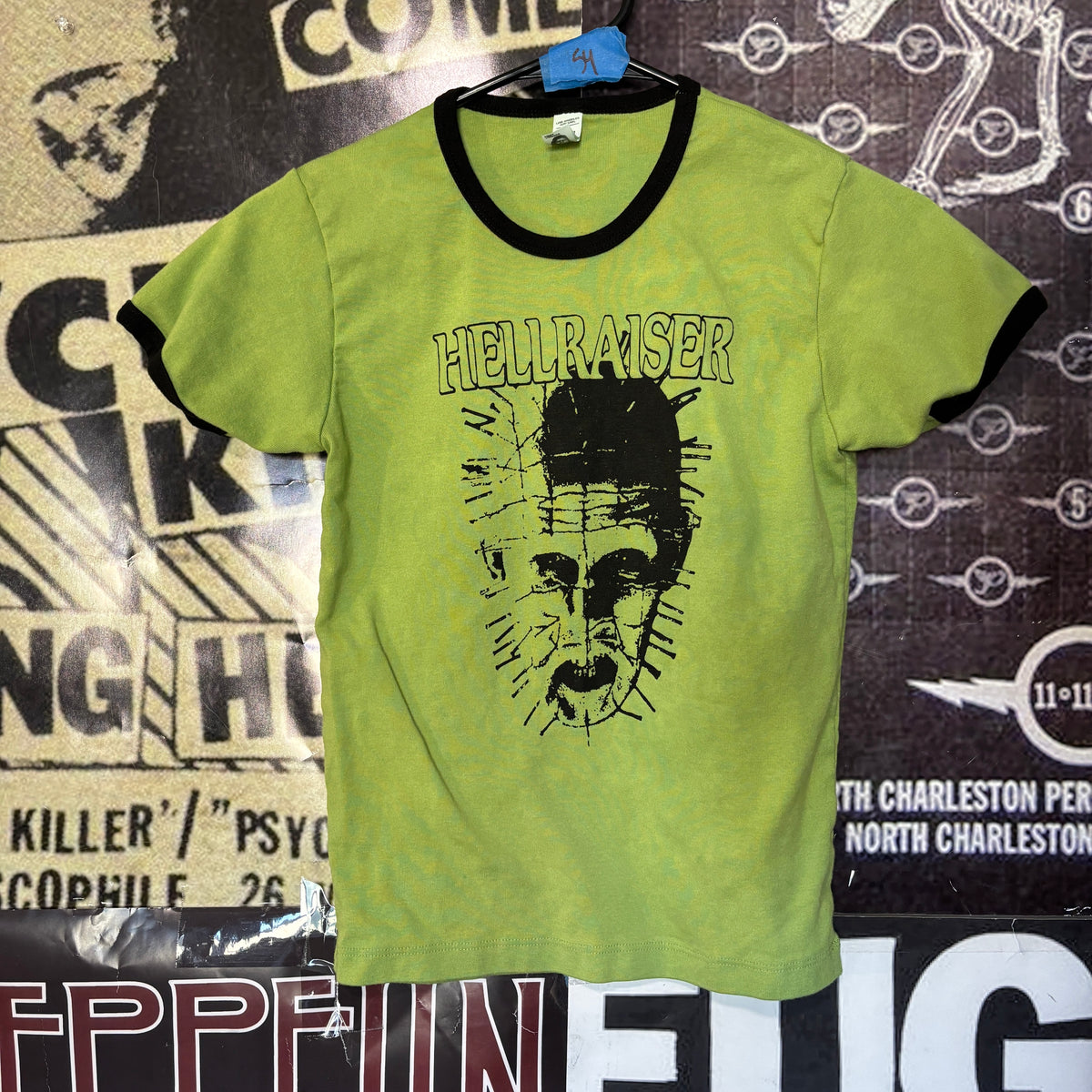 HELL green/black ringer long baby tee
