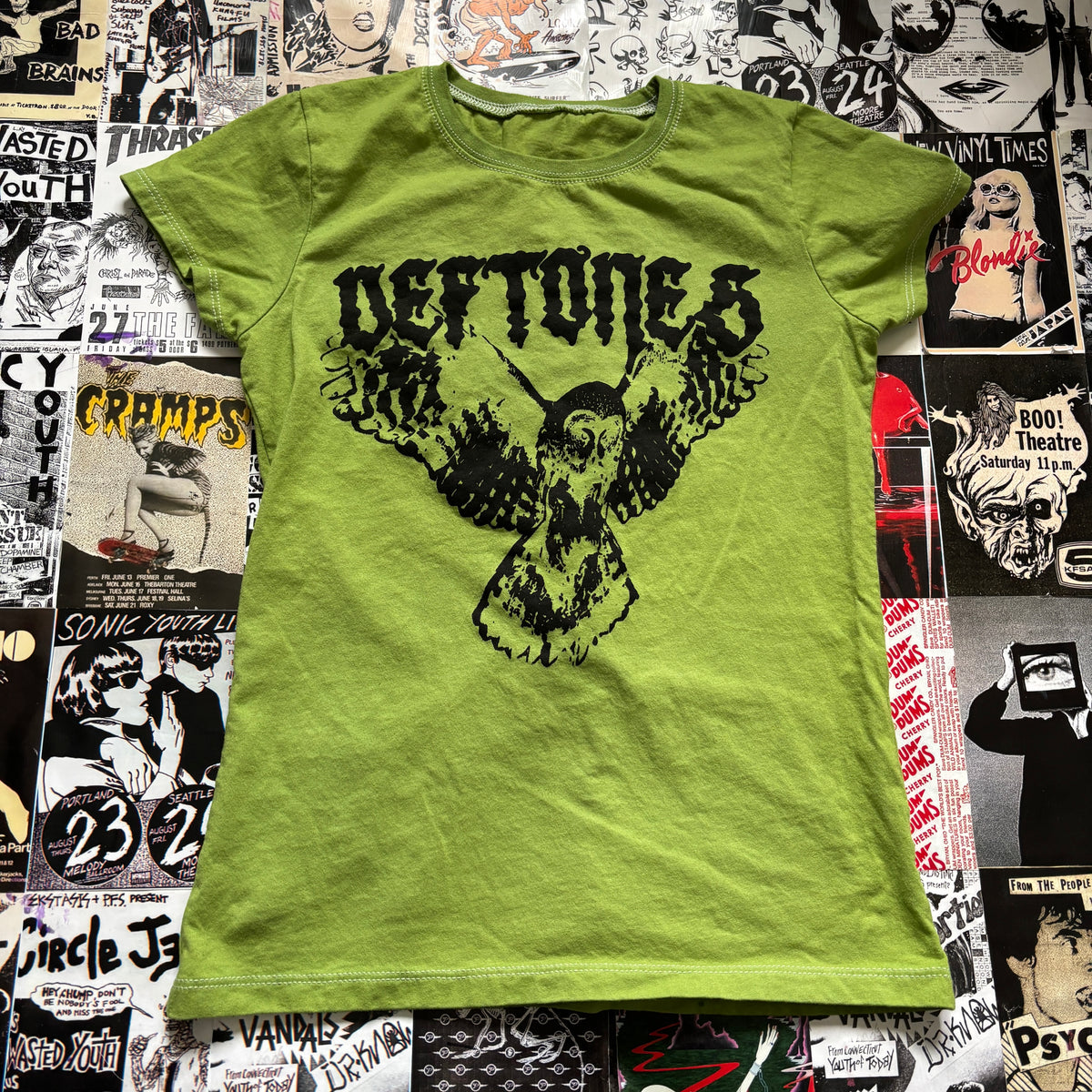 DEF OWL green babydoll tee SM/MED