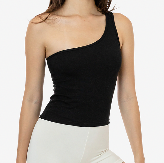 purple one shoulder tank top (ready) SM/MED