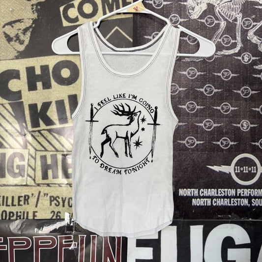 Twin peaks white/black ribbed tank SM/MED