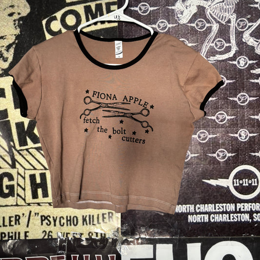 fiona apple brown cropped ringer baby tee LAR/XLAR (ready)