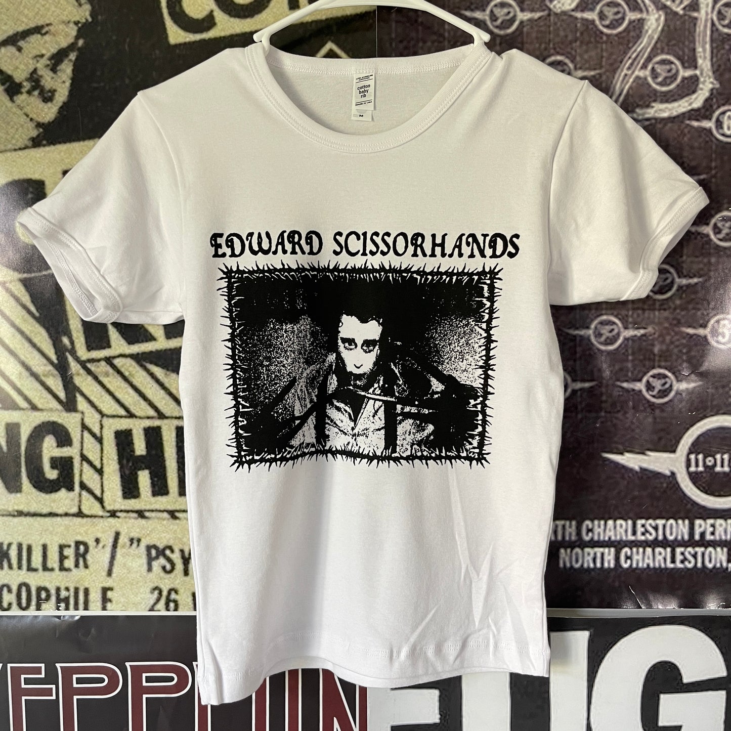 Edward scissorhands white long baby tee