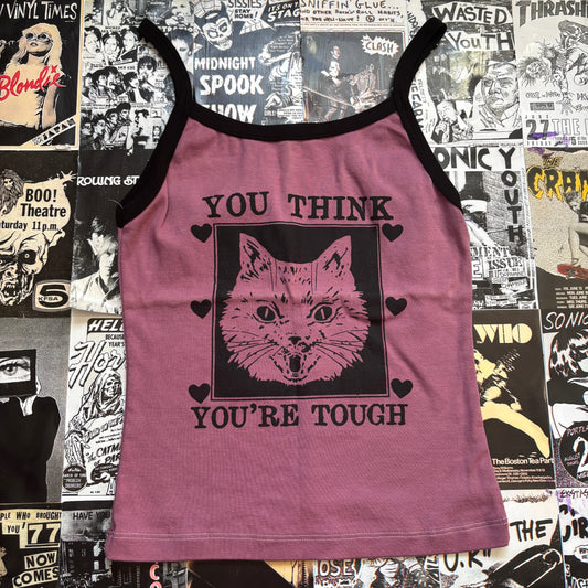 Tough cat maroon ringer tank SM/MED