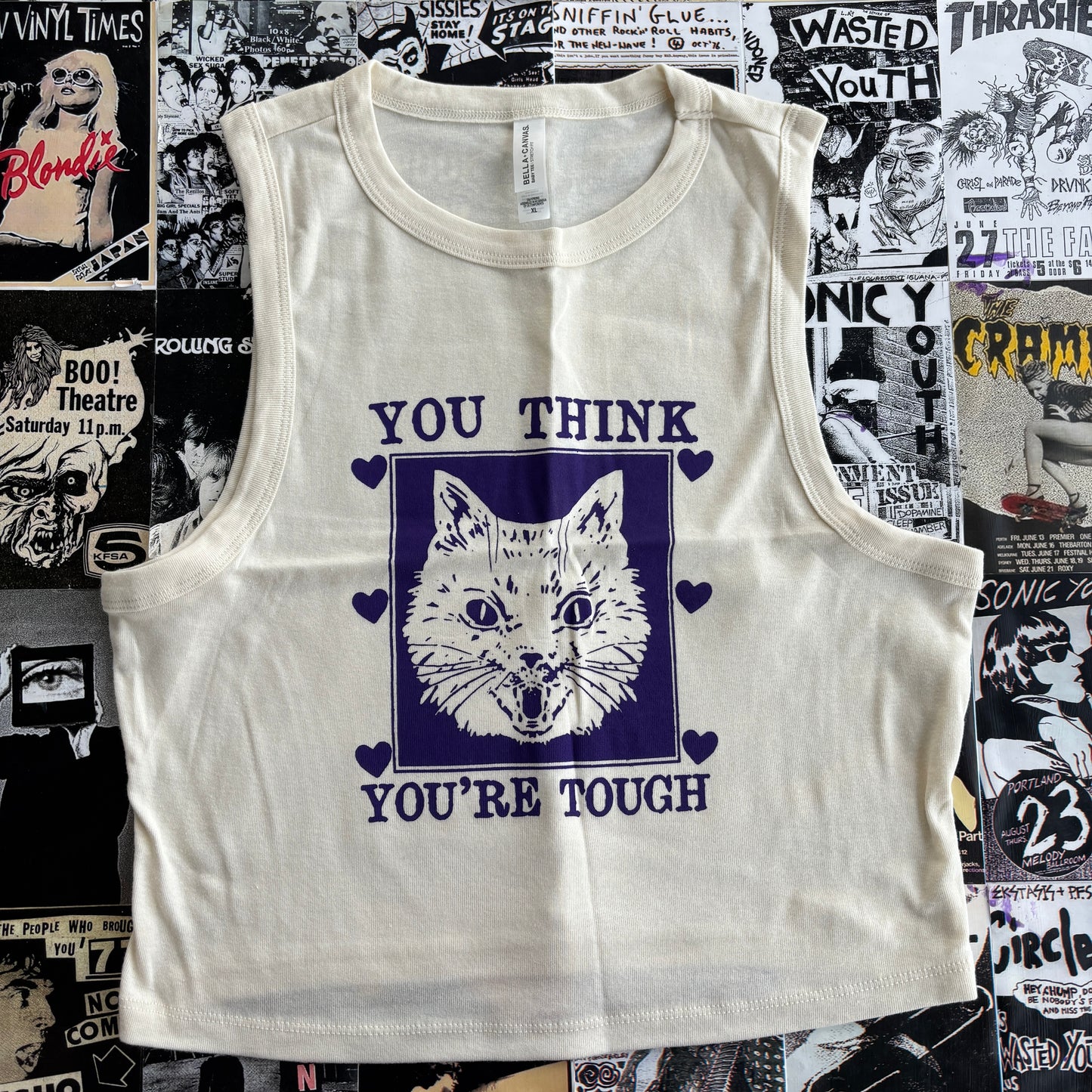 Tough cat cream/purple tank XL