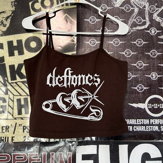 Deftones brown crop baby tank LAR/XLAR