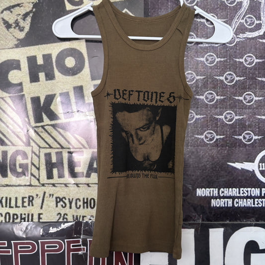 Deftones olive rib tank XS