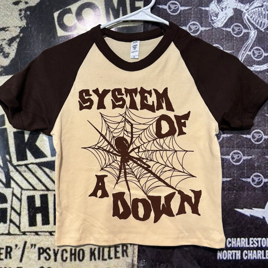 System of a Down brown raglan crop baby tee