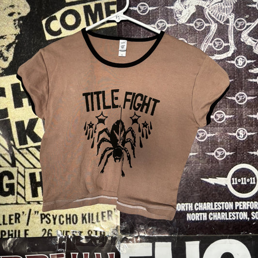 title fight brown cropped ringer baby tee LAR/XLAR (ready)