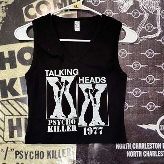 Talking heads black V-neck baby tank