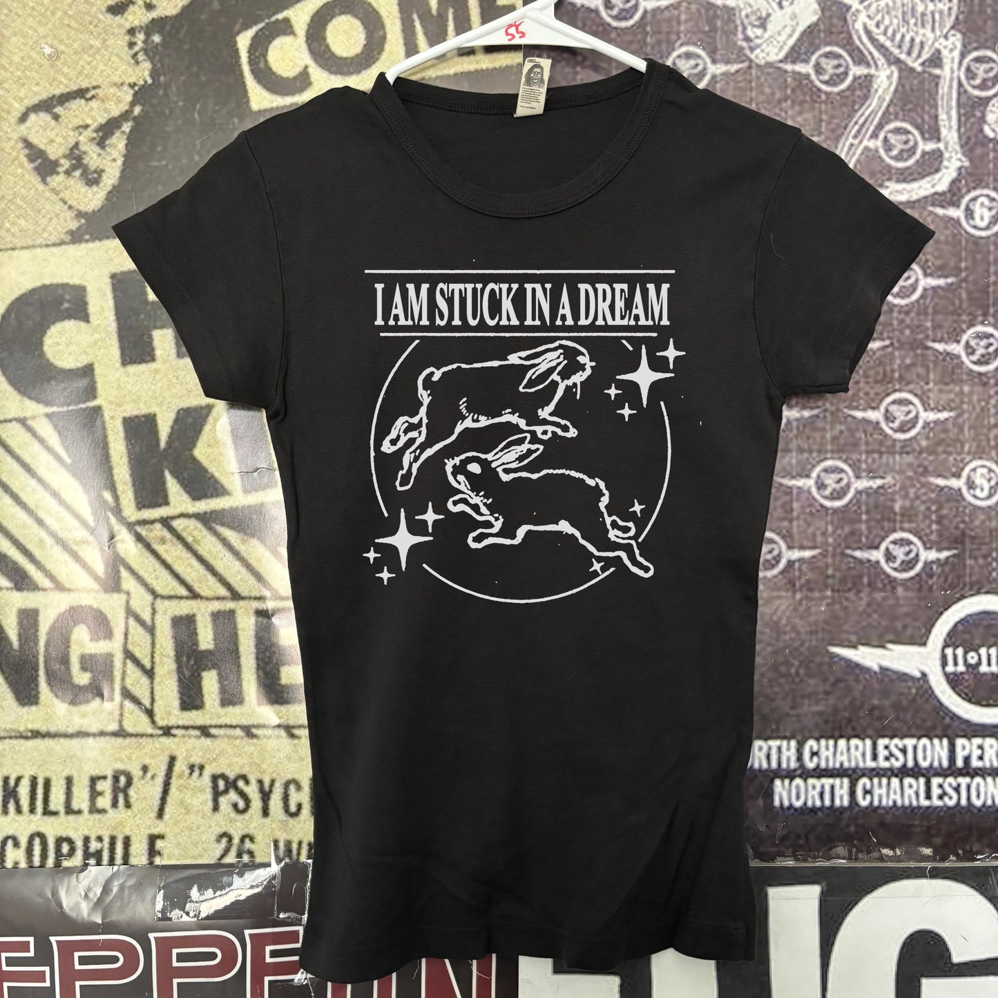 Dream bunny b&w babydoll tee