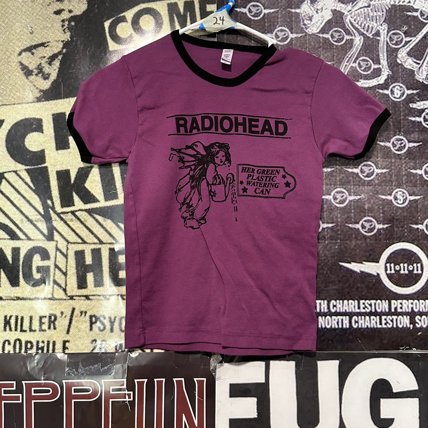 Radiohead purple/black long ringer baby tee SM/MED