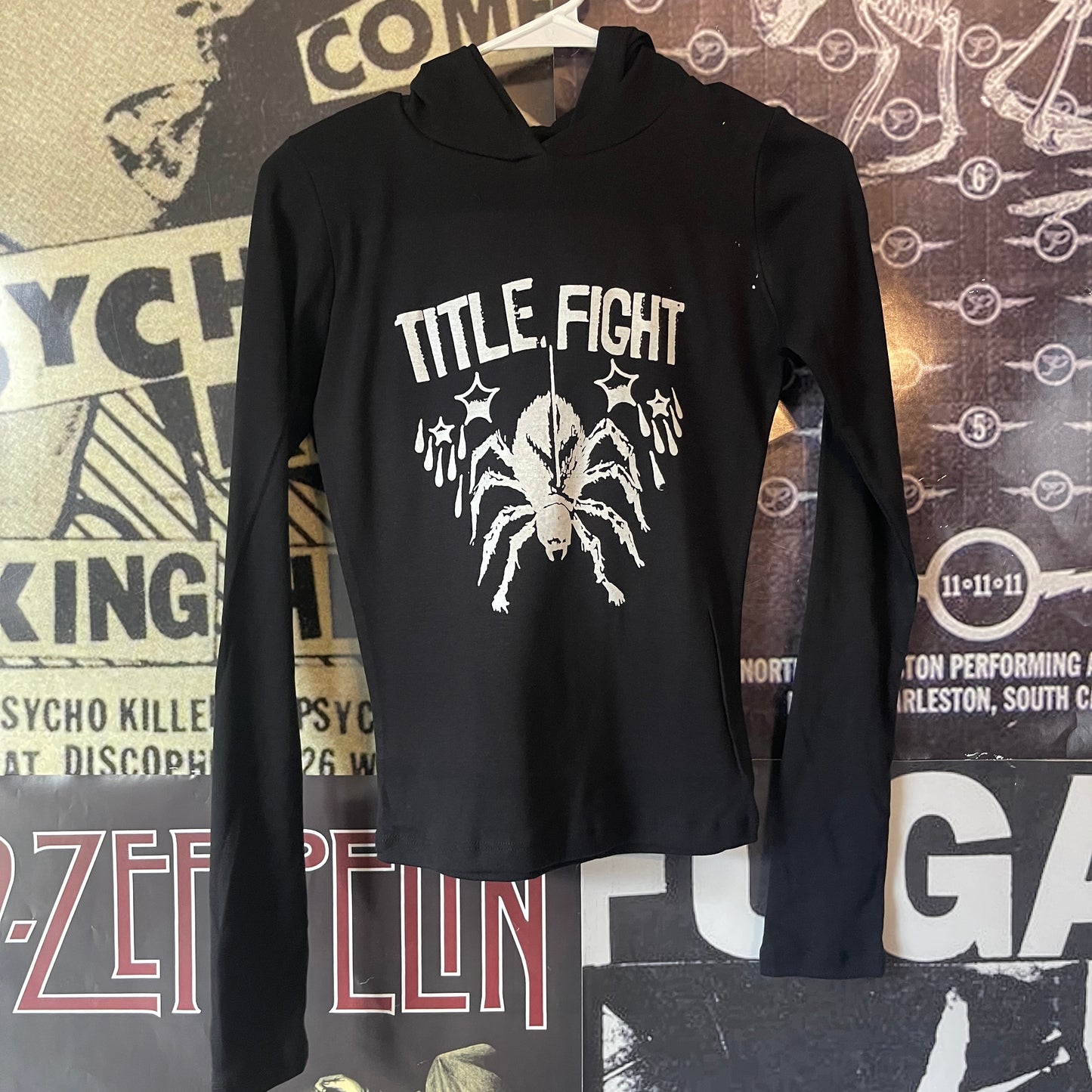 Title fight black hooded baby style long sleeve SM/MED