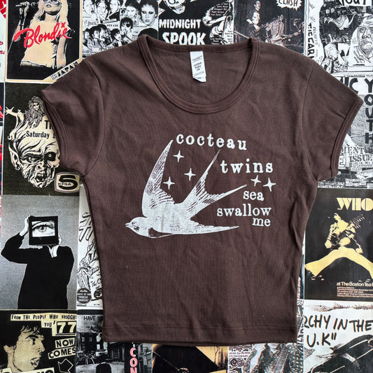 Cocteau twins brown crop baby tee XS