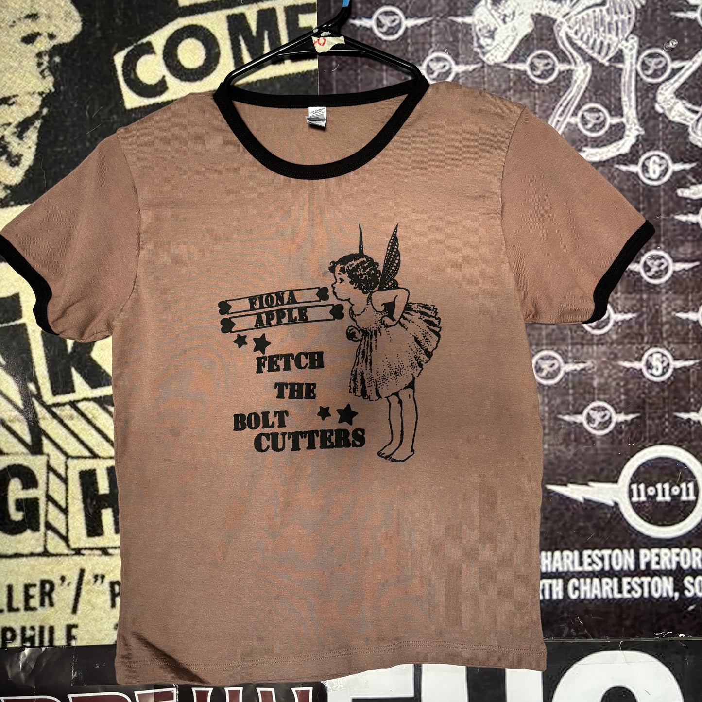 fiona apple brown long ringer baby tee LAR/XLAR (ready)