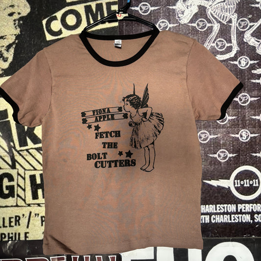 fiona apple brown long ringer baby tee LAR/XLAR (ready)
