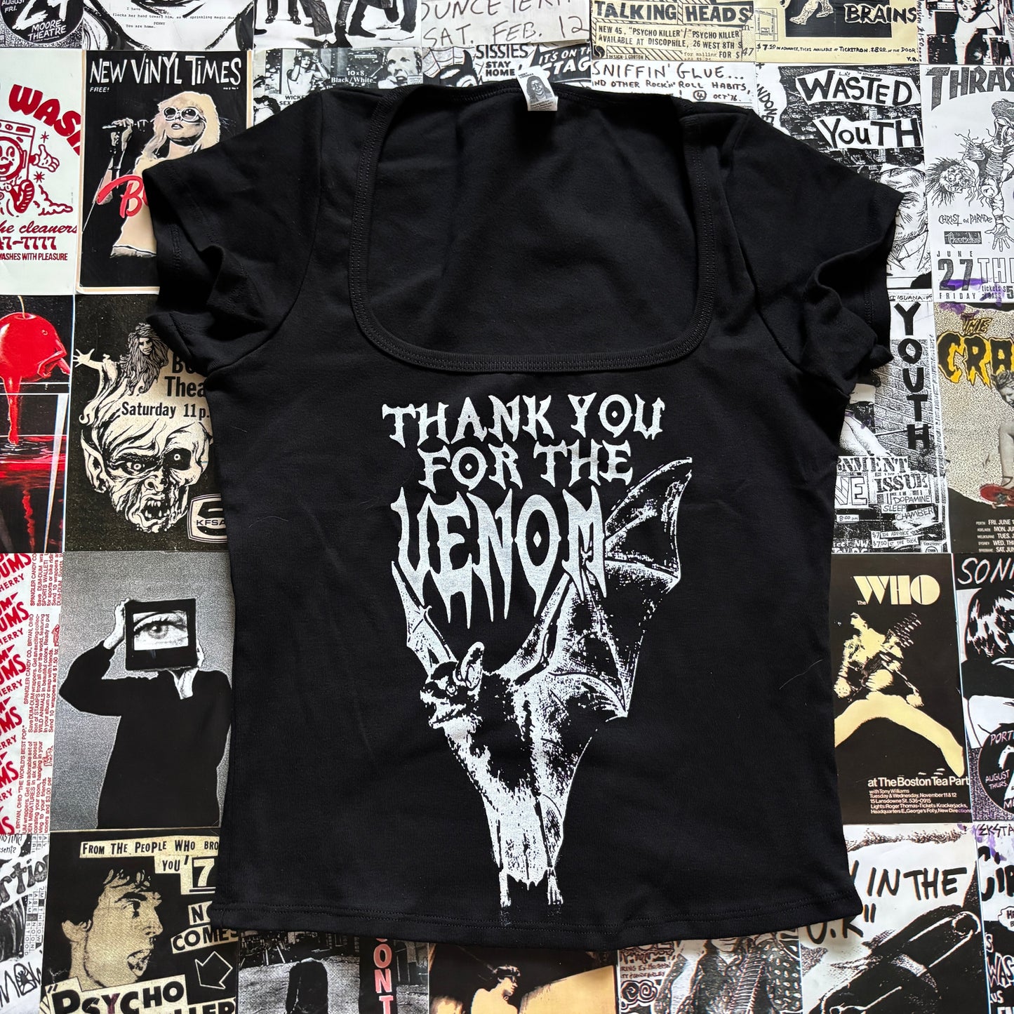 Venom black square neck baby tee