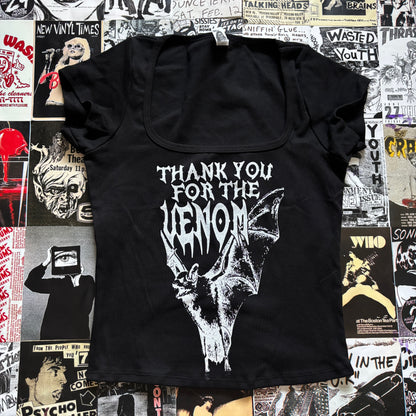 Venom black square neck baby tee
