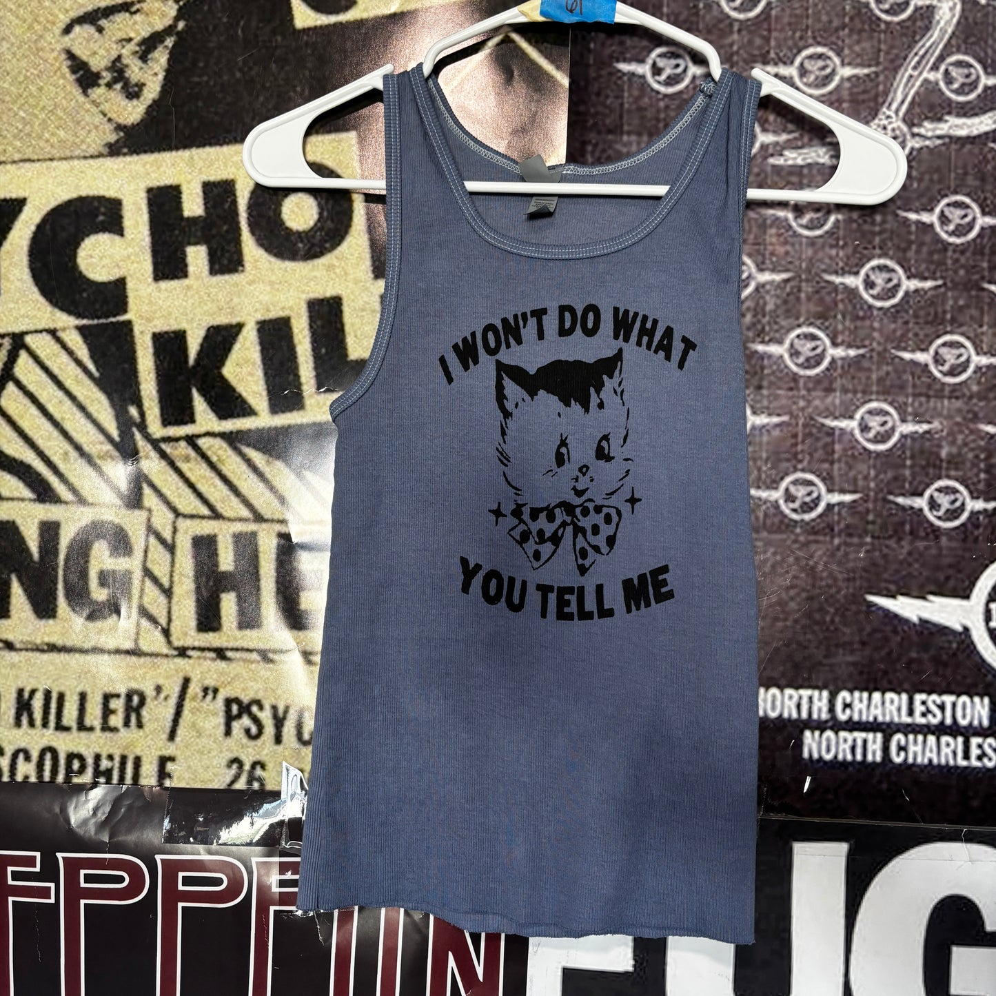 Rage blue ribbed tank top SM/MED