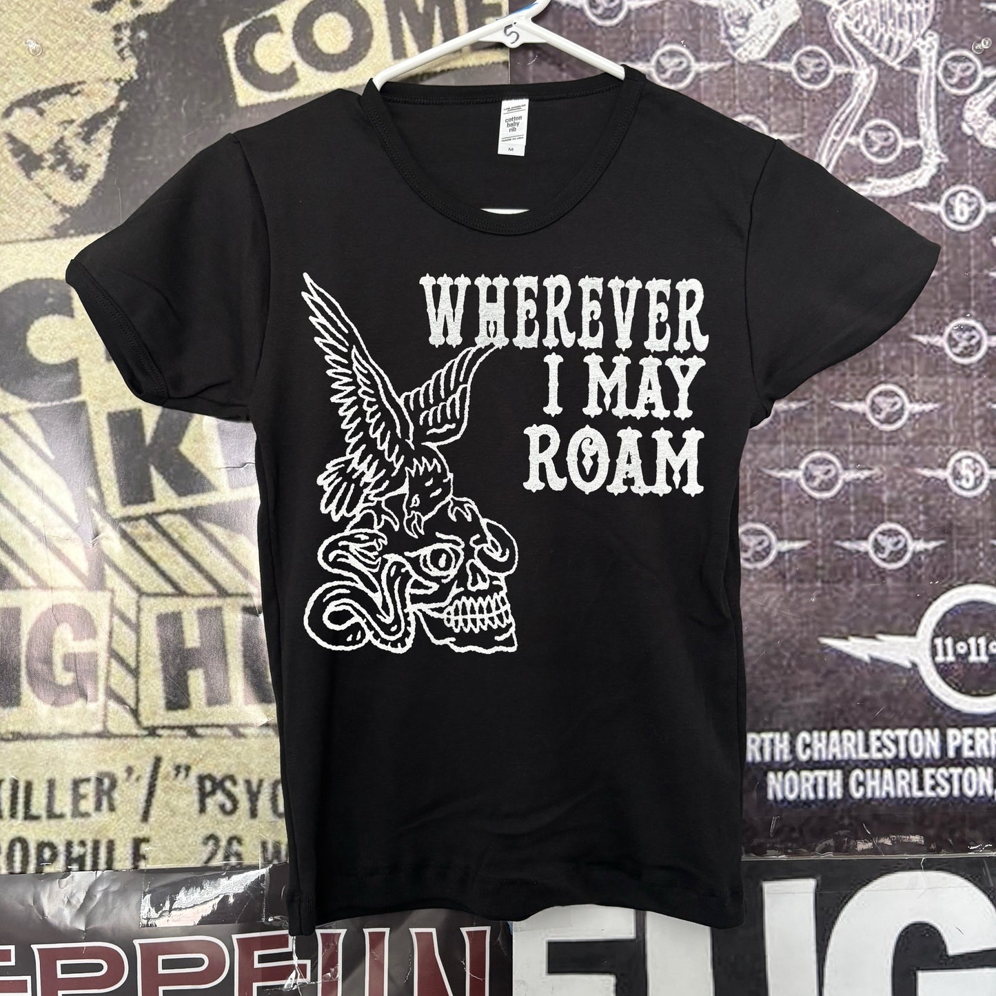Wherever roam black long baby tee