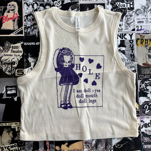 Doll parts cream/purple tank XL
