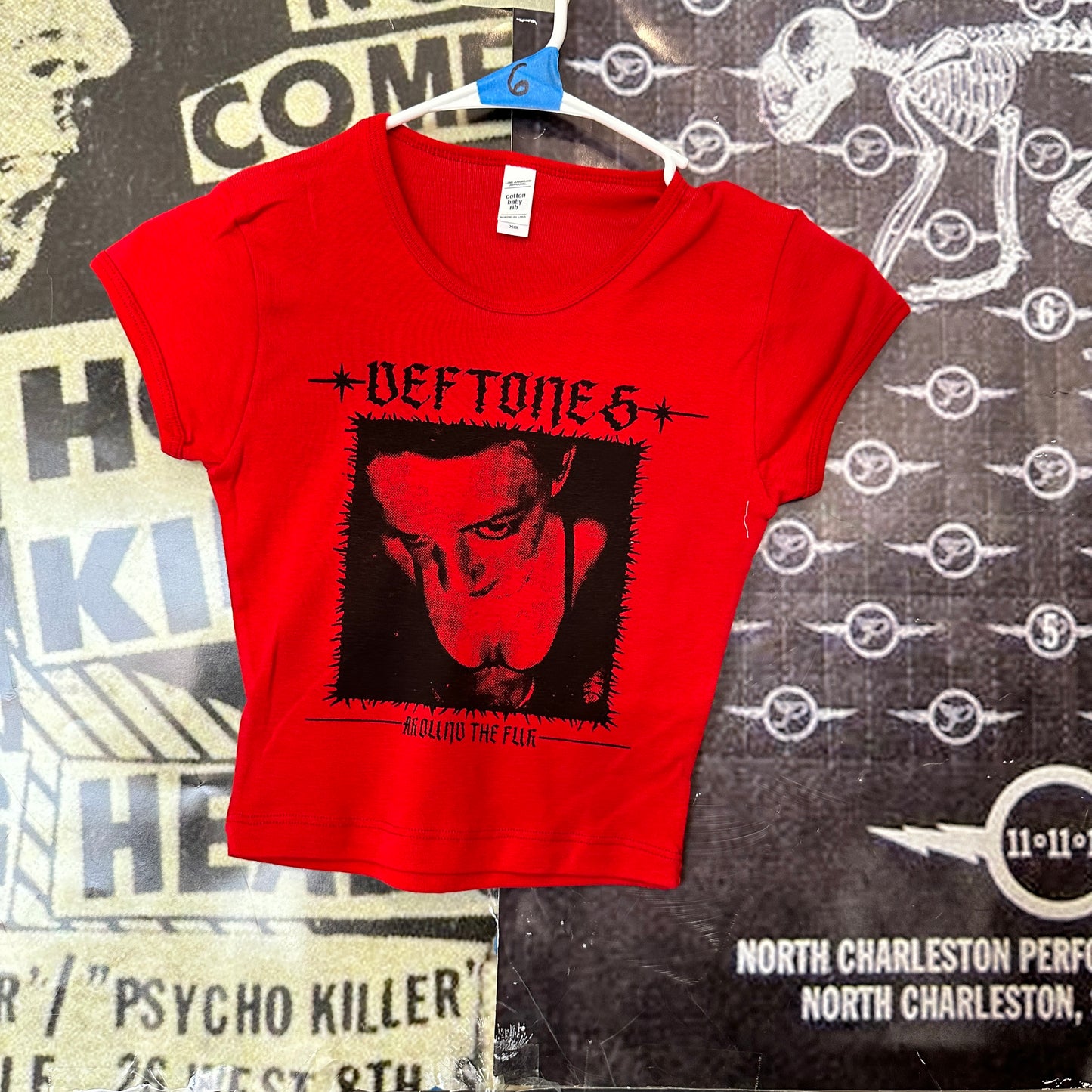 Deftones red baby tee XS