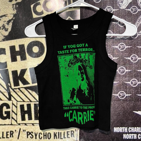Carrie black/green rib crop tank