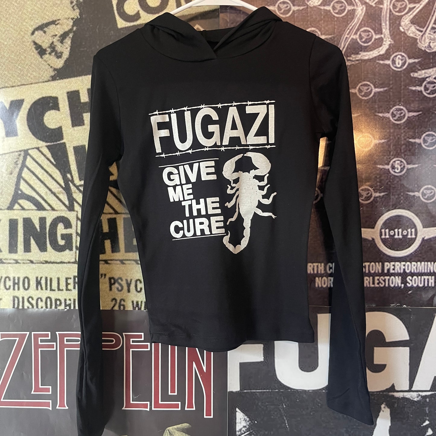 Fugazi black hooded baby style long sleeve SM/MED