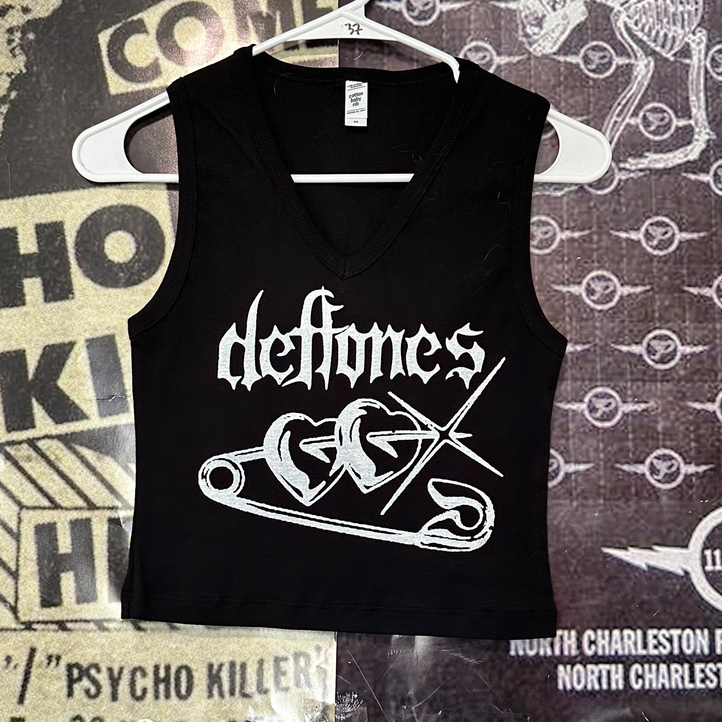 Deftones black V-neck baby tank