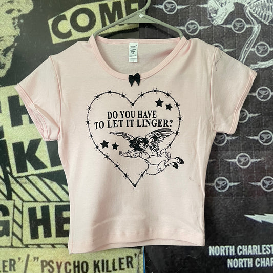 The cranberries linger pink bow baby tee