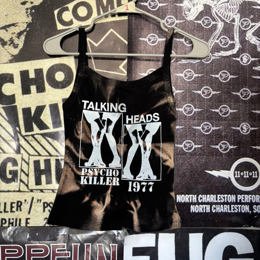 Talking heads black acid wash baby tank
