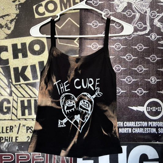 the cure heart black acid wash baby tank