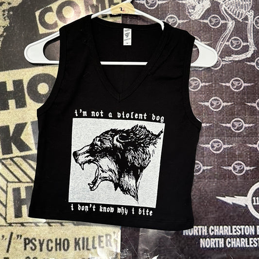 Violent dog black V-neck baby tank