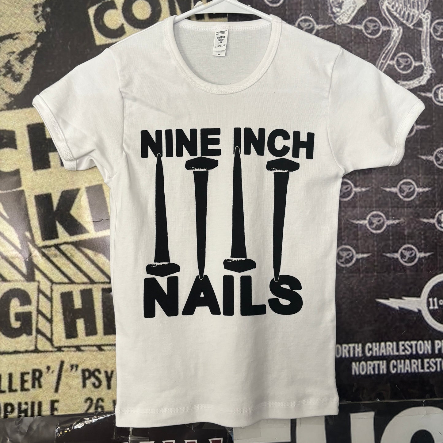 Nine inch nails long white baby tee