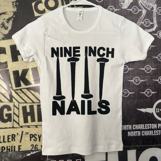 Nine inch nails long white baby tee