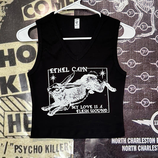 Ethel Cain black V-neck baby tank