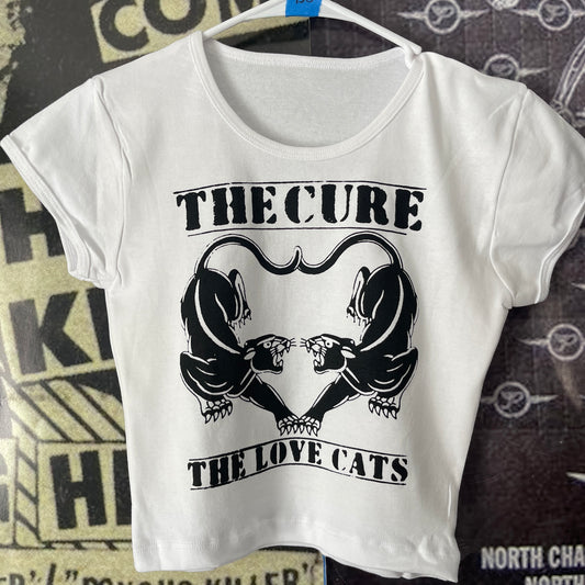 The cure white baby tee