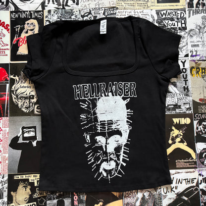 Hellraiser black square neck baby tee