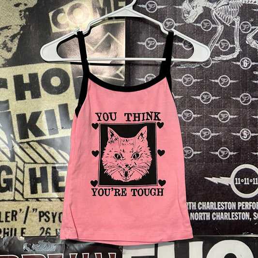 tough cat pink/black ringer baby tank