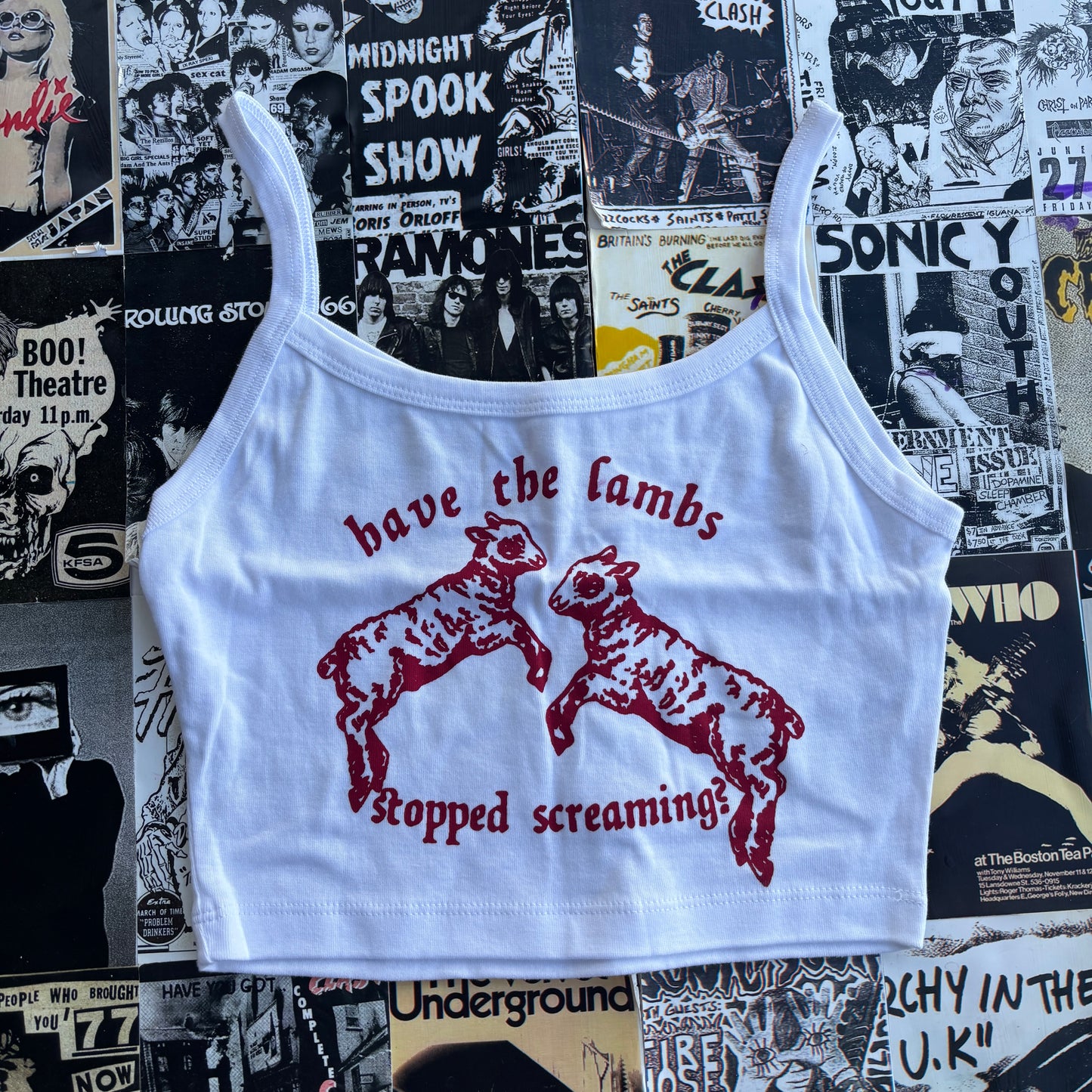 Silence lambs white/red crop tank SM/MED