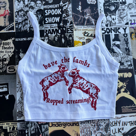 Silence lambs white/red crop tank SM/MED