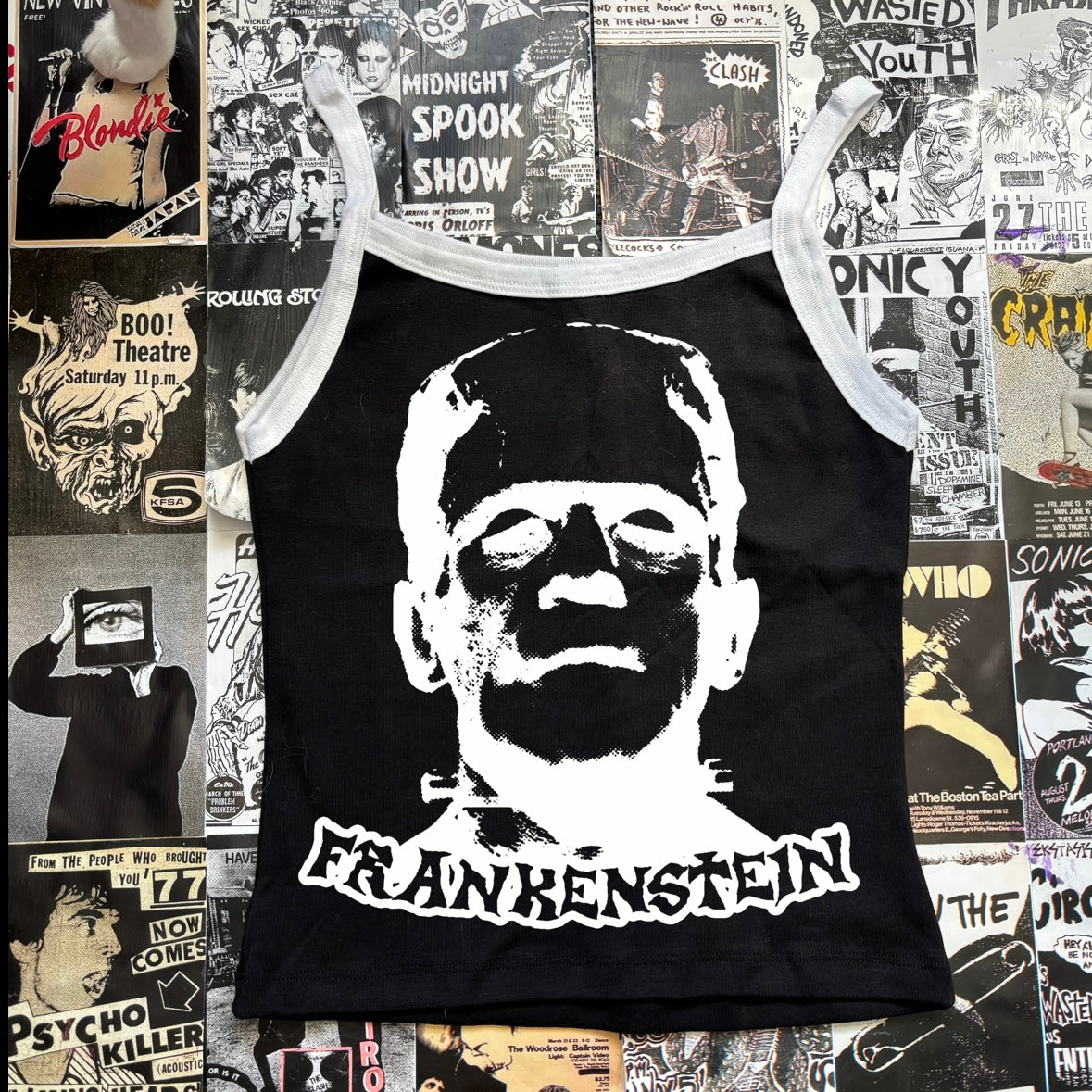 Frankenstein black/white baby tank