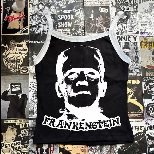 Frankenstein black/white baby tank