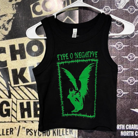 Type o negative black/green rib crop tank