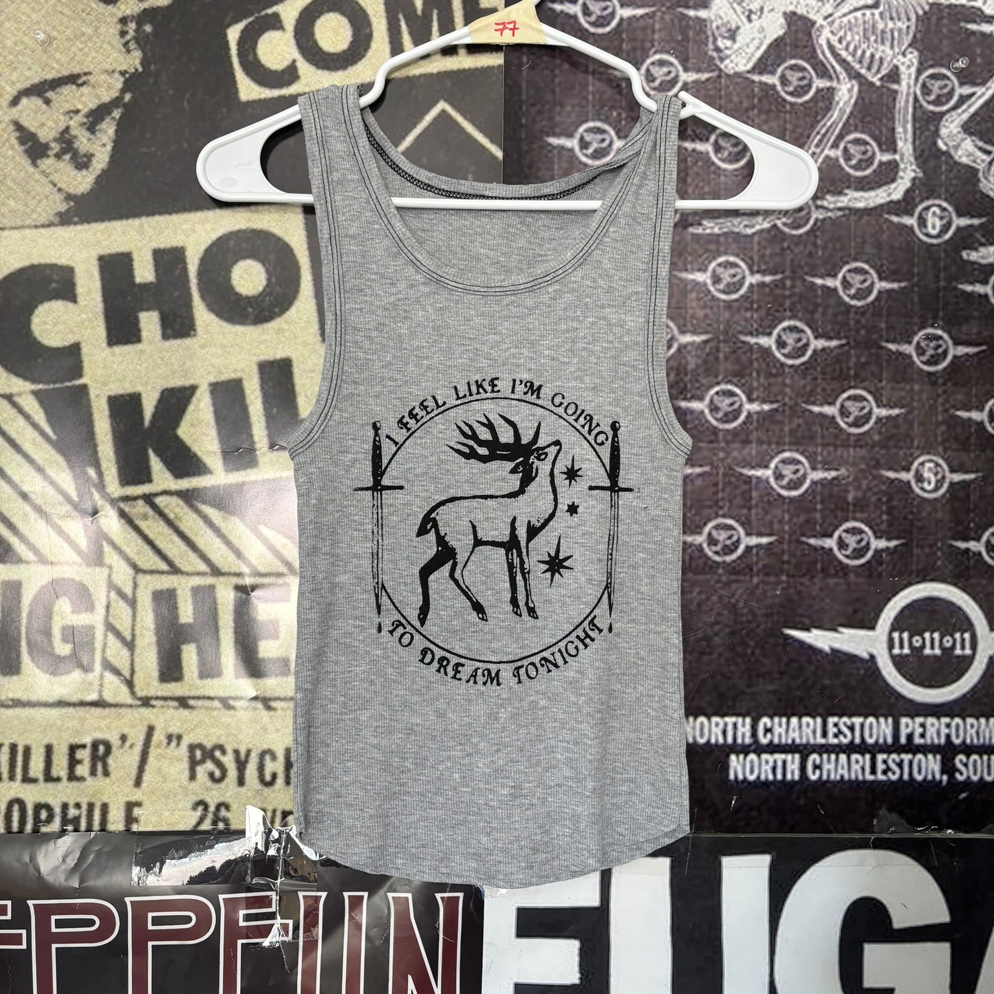 Twin peaks grey/black ribbed tank SM/MED