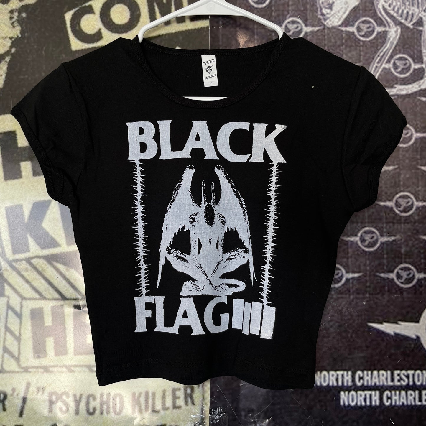 Black flag black crop baby tee