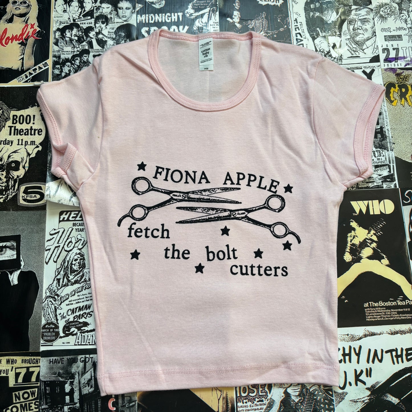 Fiona apple pink/black baby tee XS